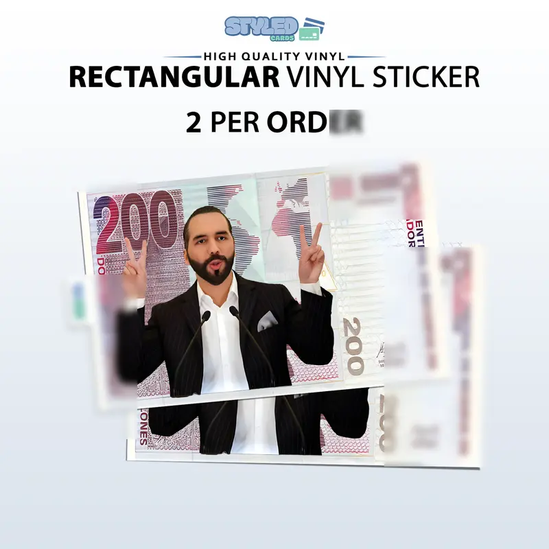 Nayib Bukele billete rectangle vinyl sticker