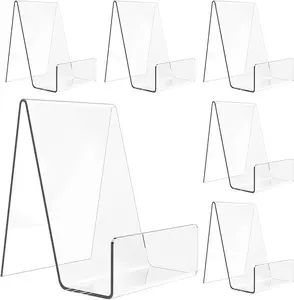Acrylic Book Stand 6 Pack Clear Easel Stand for Display, Ideal for Albums, CDs, Magazines, Postcards, Artworks, Phone, Tablet