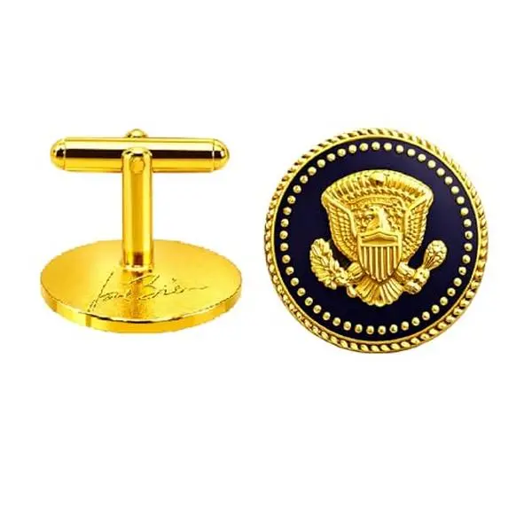 Joe Biden Signature 24K Gold-Plated Blue Cobalt Eagle Cufflinks for Men, 50 Star Presidential Collectible Cuff Links with Black Presentation Box