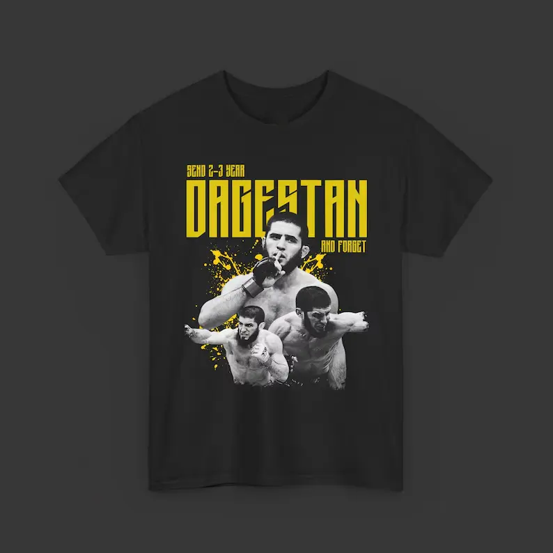 Islam Makhachev Dagestan MMA Champion Graphic T-Shirt, Send 2–3 Years and Forget Vintage Fighter Tee, Combat Sports Training Shirt, Retro Wrestling Streetwear, Gift for MMA Fans