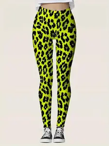 Leopard Print High-Waist Leggings – Comfy, Stretchy Skinny Fit for Everyday Casual Wear