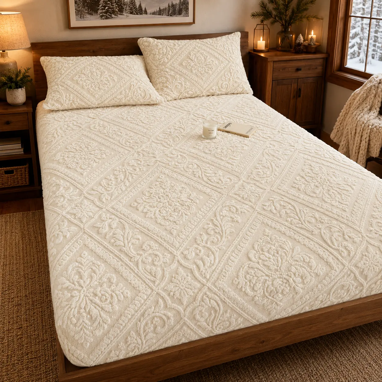 1Pc Fitted Sheet  Luxurious Comfort Super Soft Cozy Comfy Flannel Bottom Bedsheets With 12" Deep Pocket , Warm Suitable For Fall Winter And Spring, No Pillowcases, Securely Cover Mattress Bed Sheet, Christmas Thanksgiving Holiday Gift, Home Decor