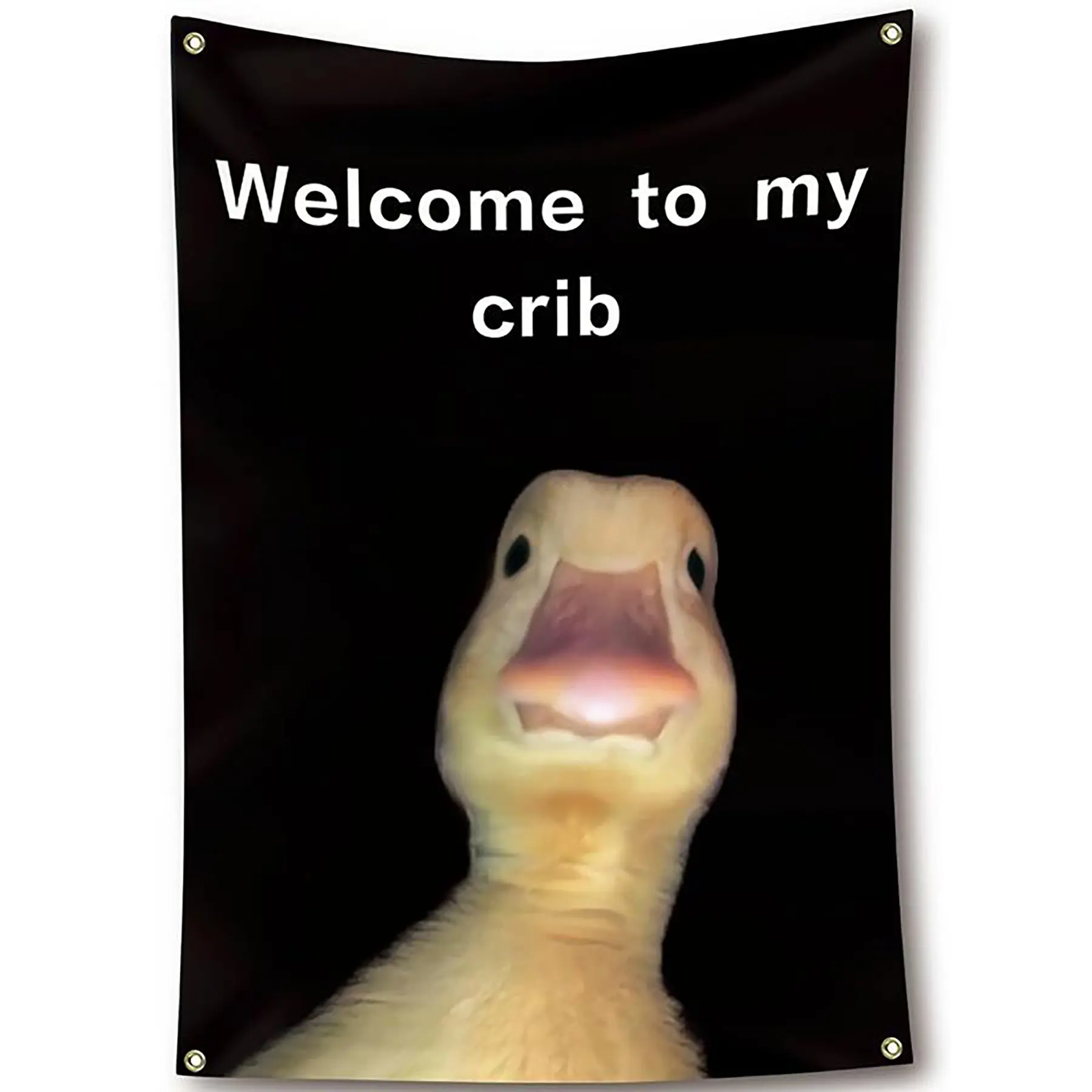 3x5Ft Novelty Duck "Welcome to My Crib" Letters Tapestry Banner with 4 Grommets, Home Bedroom Decor, Home Supplies for Apartment Decorating, Back to School College Dorm, Festive Party Backdrops (Gift Box Included)