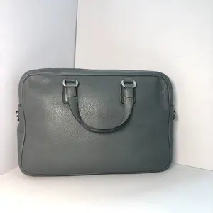 Pre-owned GUCCI Calfskin Shoulder Bags Grey Pebbled Leather Interlocking G Briefcase