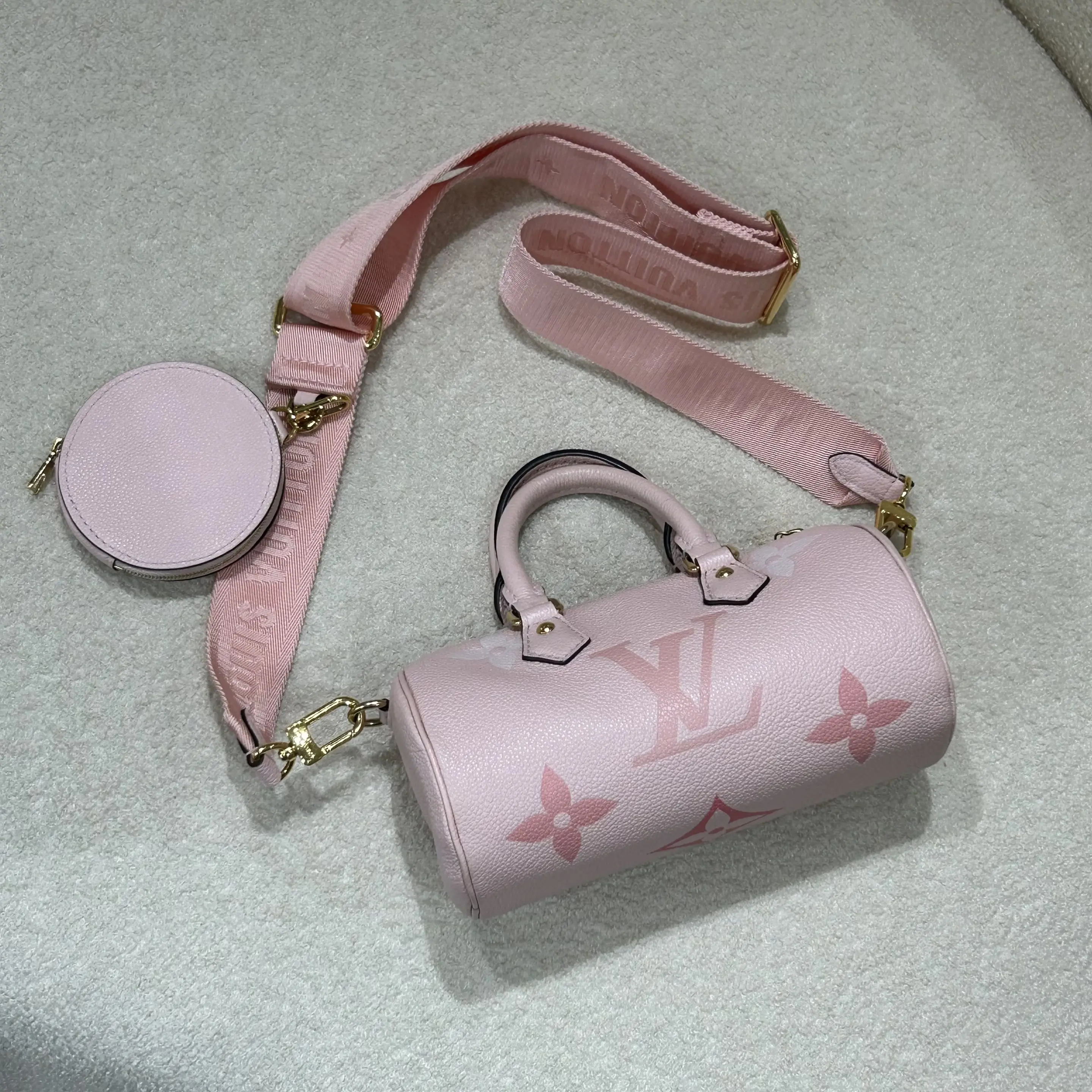 Pre-owned Louis Vuitton leather Crossbody Bags LV Papillon BB Pink 2‑in‑1 Cylinder Crossbody Bag 24624884 SH