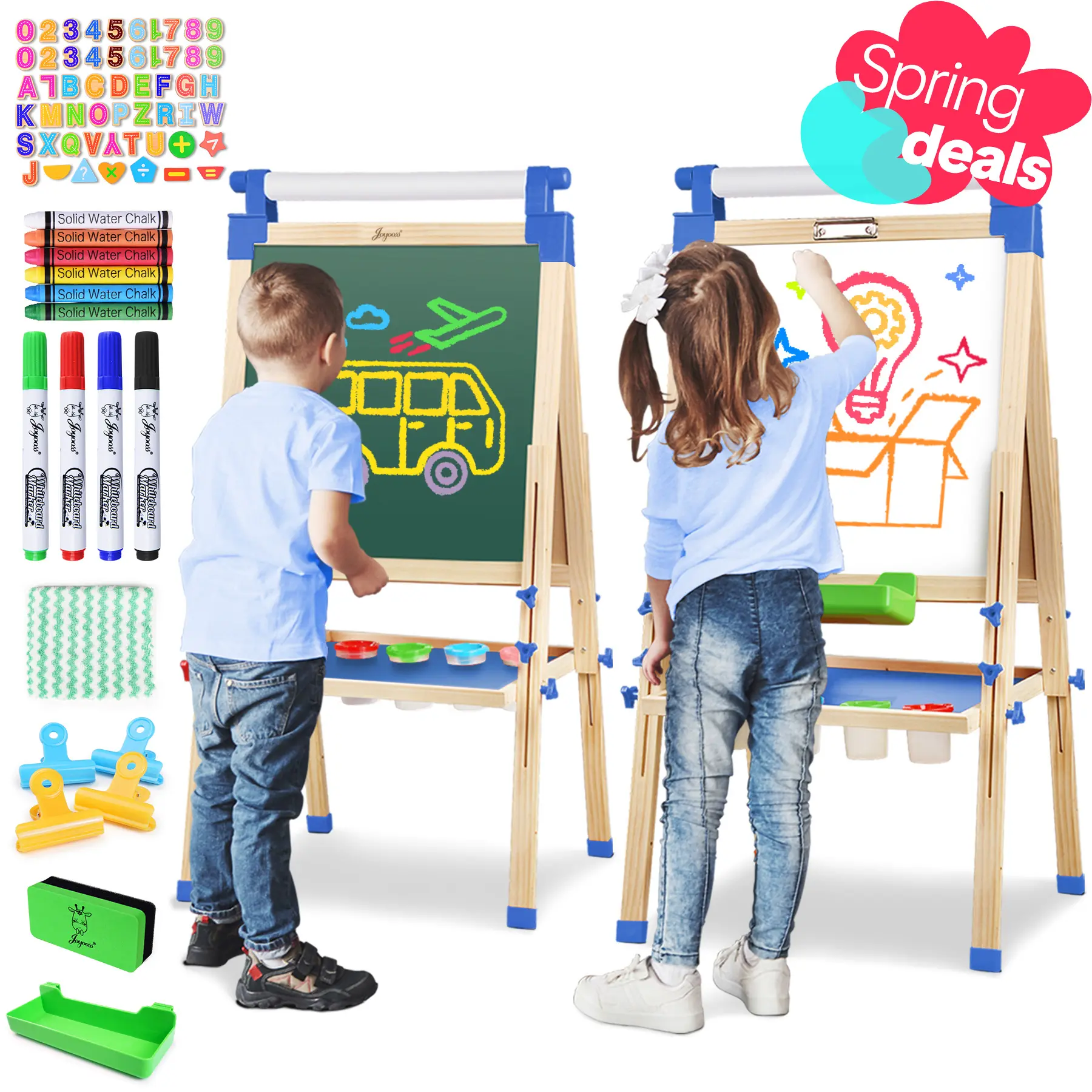 Joyooss Kids Easel Wooden Double-Sided with Paper Roll Joyooss 126 BLUE
