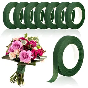 8 Rolls Floral Tape, 1/2" Wide Flower Tape, Dark Green Floral Tape for Fresh , Adhesive Florist Tape for Floral Crafts, Bouquet Floral Arranging Stem Wrapping, Wedding Bouquet, 30Yard