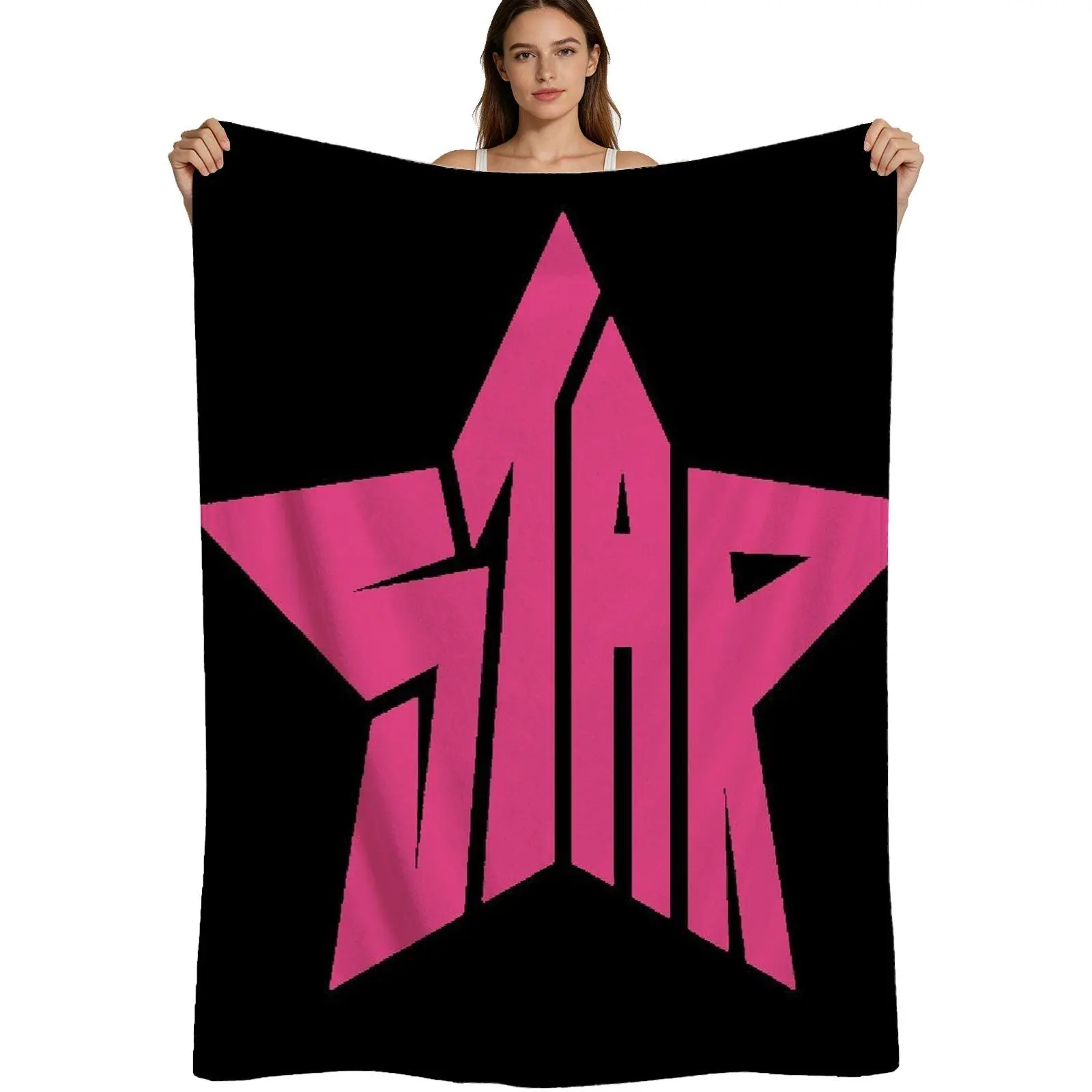 Y2k Aesthetic, Warm Flannel Blanket, Bold Pink Star Graphic Design, Soft Plush Fabric, For Teens And Bedroom Decor, 4 Sizes Available Single Pack