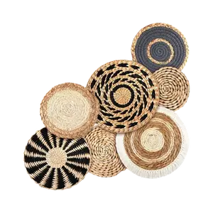 7-Piece Boho Wall Basket Set - Woven Seagrass Wall Decor
