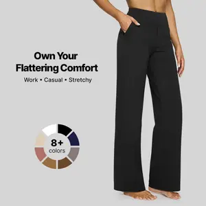 Loose High-Waist Business Casual Pants Yoga Pants Women Wide Leg Pants with Pockets Comfortable Athletic Sweatpants
