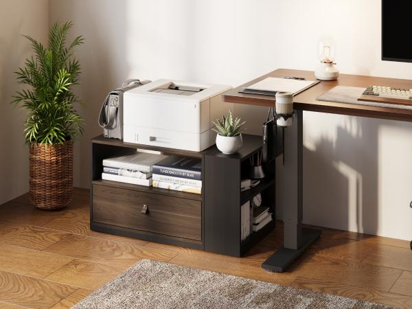 FLEXISPOT H7 All-in-One Mobile End Table, Smooth Gas Spring Height Adjustable Bedside Desk with Storage Drawer, Rolling Laptop Stand for Couch Sofa, Space-Saving Storage Cabinet