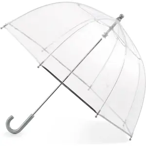 Children's Dome Bubble Rain Umbrella for Kids Clear Windproof Lightweight Fiberglass Frame Full 36 Inch Arc