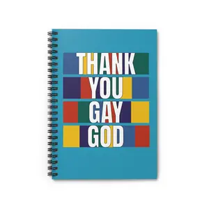 RuPaul's Drag Race Spiral Notebook (Turquoise) - Thank You Gay God | RPDR | Gifts | Pride | LGBTQ+