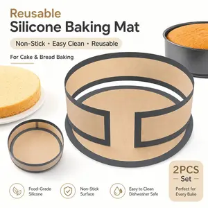 2pcs Silicone Baking Mat | Reusable, Non-Stick, Easy-to-Clean Silicone Mat for Cakes and Bread, Ideal for Home Kitchen, Restaurant, Weddings, Valentine'S Day, Easter, Mother'S Day, Ramadan, and Back-to-School Season