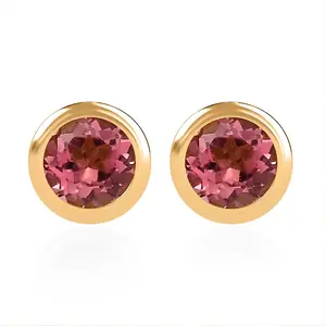 Shop LC D'Joy Poke Free  Pink Tourmaline 0.50 ctw Stud Earrings in 18K Vermeil Yellow Gold Over Sterling Silver