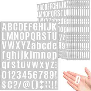 980 count 12 Sheets Letter Stickers Small, 1 Inch Number Stickers Self-Adhesive  Alphabet White 1" Vinyl Letter Stickers for Mailbox, Bulletin Board, Wall Decor, Scrapbook (White)