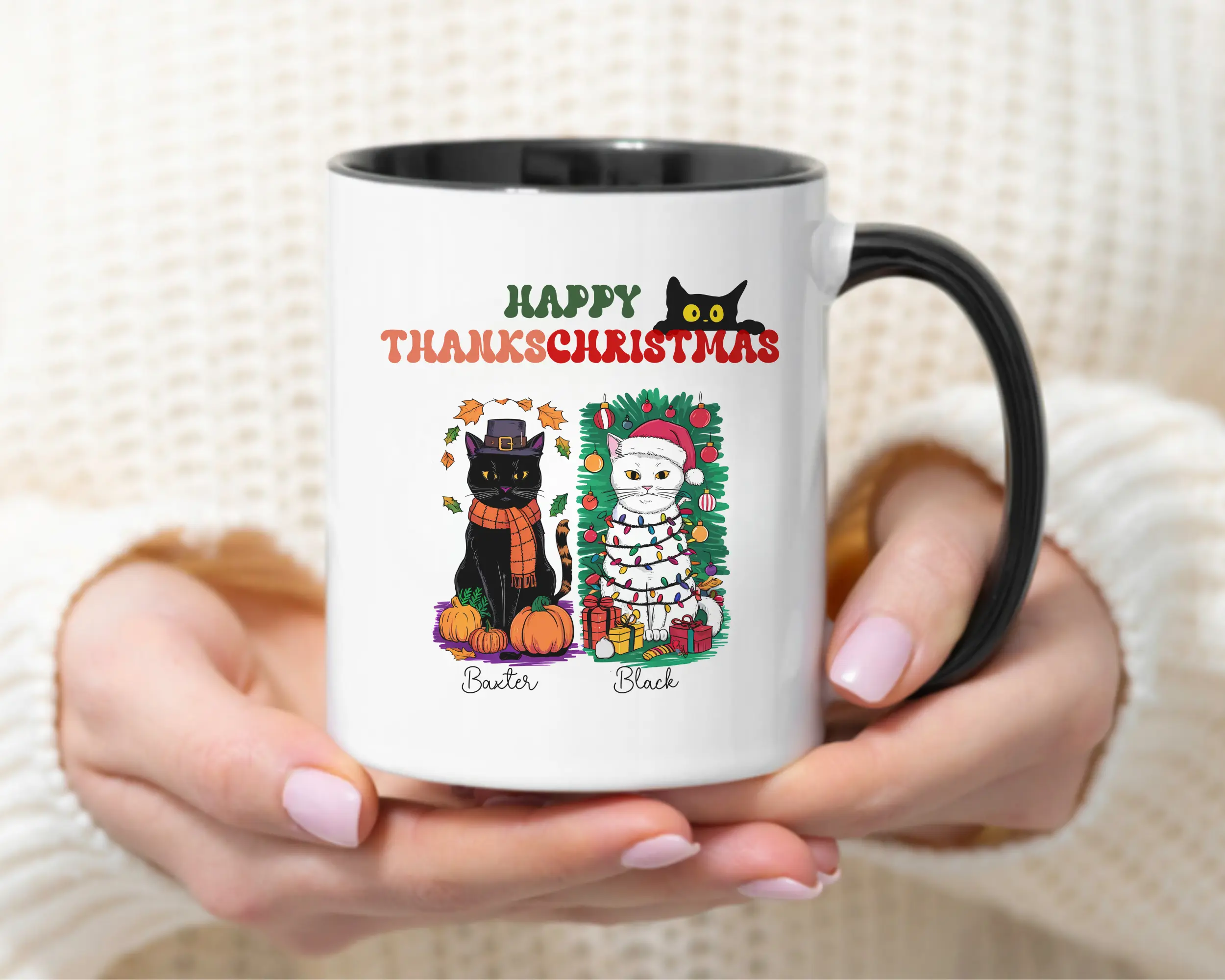 Personalized with Name Cat Mother Mug, Custom cat Coffee Cup, Gift for New Mom, Merry christmas for cat Lover, Owner Mom Day Gift, Secret santa office