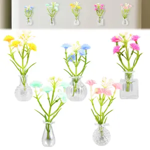 5 Pack Cute Mini Vase Magnet for Fridge - Tiny Plant Glass Vase with Flower, Decorative Mini Vase Fridge Magnet, Magnetic Refrigerator Decor for Kitchen Office Locker