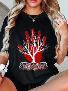100% Cotton Unisex MMIW Hand Red - Missing and Murdered Indigenous Women T-Shirt Casual Top