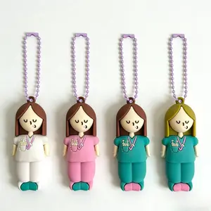 Nurse Style Syringe Opener Keychain, Soft Rubber Glass Bottle Break Tool with Nurse Design, Portable Medical Aid for Doctors Nurses, Cute Creative Gift