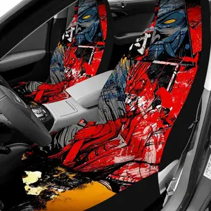 [Car Seat Covers Full Set] Universal Car Seat Covers for 5 Seats | Breathable Washable Car Seat Protector Red Samurai Cyberpunk Graffiti Pattern Car Seat Sun Cover Car Seat Covers Front Seats 2 Pieces Stylish Auto Interior Decoration