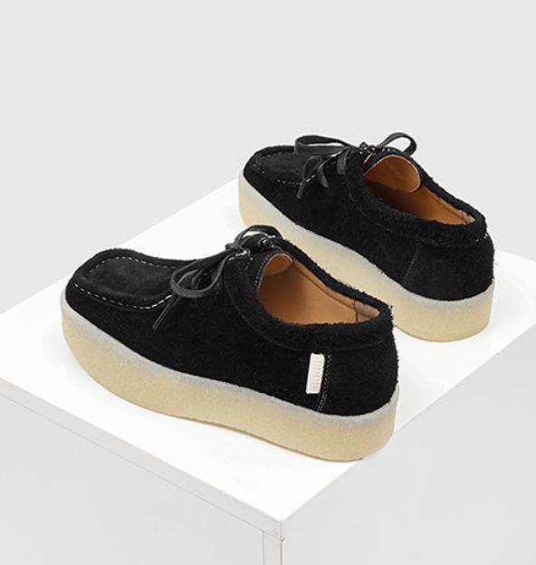 Men's Platform Moccasins Suede Black Height Increase Cream Sole Casual Shoes