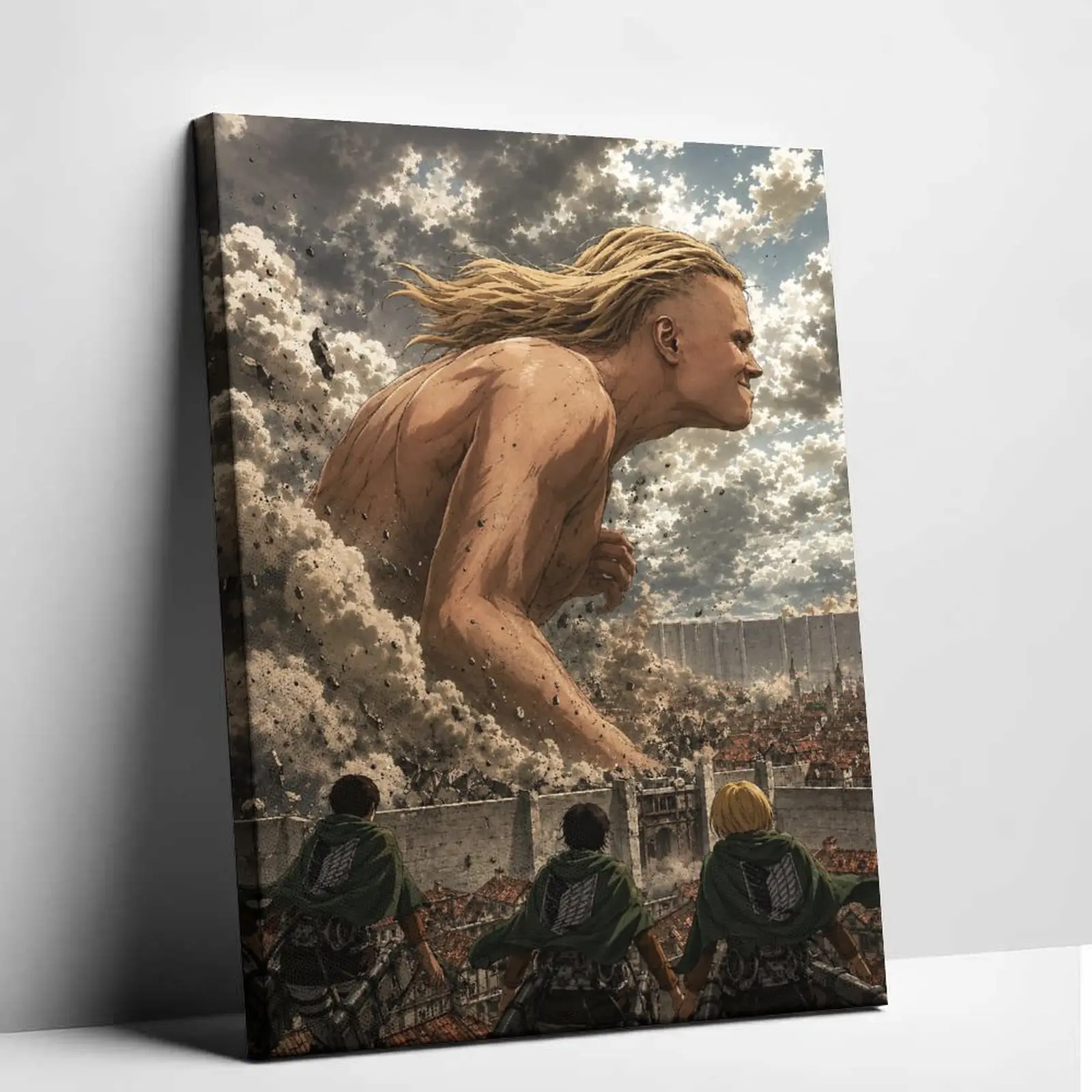 Attack on Titan x Erling Haaland Crossover Artistic Canvas Wall Art, Funny Soccer Anime Poster Print, Aesthetic Decoration for Gaming Room & Sports Bedroom