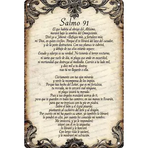 1pc 12x8inch Aluminum 2D flat Decorative Sign & Plague Vintage Psalm 91 Wall Sign, in - Spanish Inspirational Religious Decor, Home Prayer Room & Holiday Celebrations ('s Day//Easter/Valentine's), In 8X12Inch/20X30Cm