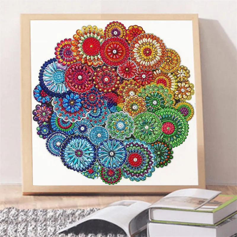 Colorful Flower Pattern Diamond Arts Colorful Painting Kit, DIY Painting Kit, Handicraft Wall Art Decor for Home Living Room Bedroom, Diamond Painting Kits