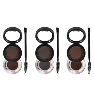 2-Layer 3-Color Eyebrow Cosmetic, 2-in-1 Eyebrow Powder & Mascara, Fluffy Smooth Finish, Water Proof, No Smudge, Long-Lasting, Natural Pigmentation, Daily Use