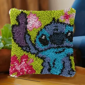 latch hook kits for adults Unicorn DIY Pillow Materials Package Latch Hook Embroidery Kits Cross Stitch Sofa Cushion Cover with Latch Hook Tool fit for and Adults, 43x43 cm 17x17in (Unicorn)