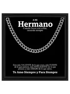 To My Brother Stainless Steel Cuban Chain Necklace with Message Card and Gift Box Emotional Sibling Love, Birthday Christmas Graduation Present, Sister To Brother Jewelry