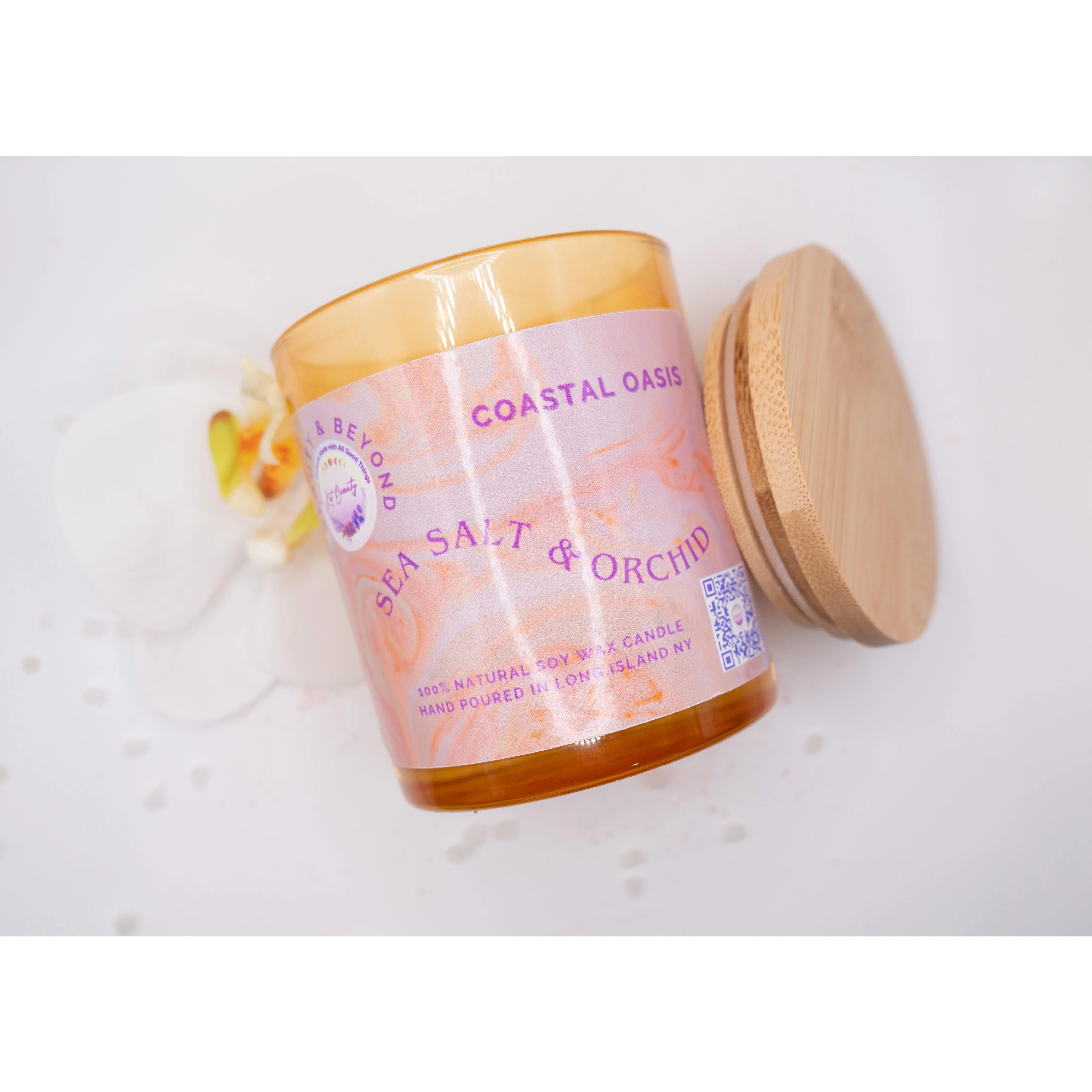 Coastal Oasis Candle, Hand-Poured Sea Salt & Orchid Candle