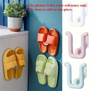 Slipper Rack, Wall Hanging Waterproof Hook, Wall Mounted Slipper Hook, Self-Adhesive Bathroom Shoe Hook, Household Space Saving Organizer For Bathroom, Home, Dorm, Over The Door