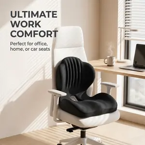 Ergonomic L-Shape Memory Foam Seat Cushion with Lumbar Support, Breathable Non-Slip Office Chair Pad, Ideal for Long Hours Sitting