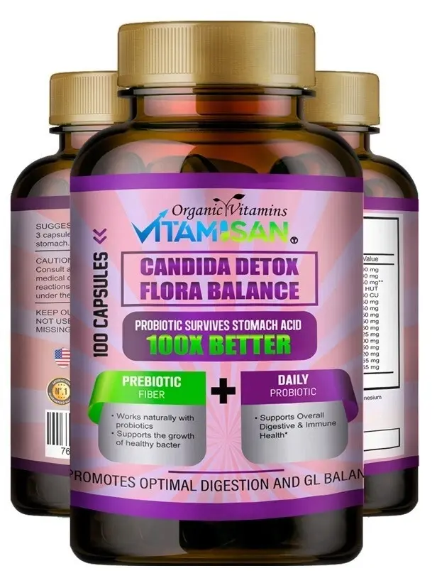 1 Pack Candida Cleanse 100 Capsules - Gut & Colon Support, Natural Herbs for Intestinal