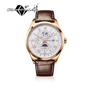 SilverMelody Business Leather Strap Men's Watch