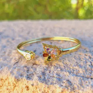 Women's Gold Flower and Butterfly Bracelet - Laminated