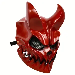 1Count Adjustable PVC Demon Mask with Movable Mouth, Dark Metal Destroyer Role Play Costume for Music Parties and Cosplay, The Mask Costume-T