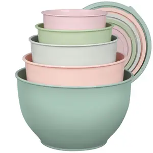 5 Piece Mixing Bowl with Lids Set,The Perfect Holiday Gift Set,Cute Macaron Color Nesting Prep Bowls for Modern Kitchen,Dishwasher & Microwave Safe Kitchen Bowls for Cooking, non-slip bottom,Cool Whip Bowl Upgrade,Potato Bowl for Cooking