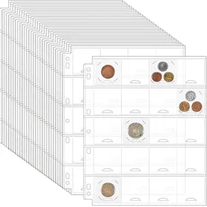 30 Sheets Uncle Paul Coin Binder Sheets for 2" X 2" Coin Flips - 600 Pockets 7 Holes Coin Pages Holders for Cardboard Compatible with Coin Collecting Binder of 3-Ring,4-Ring CS5430