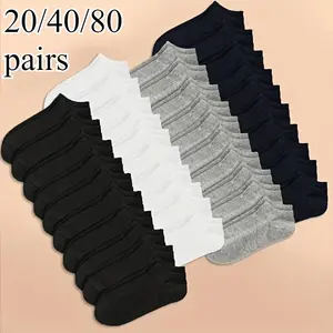 30/60/90 Pairs Solid Colored Socks Are Soft, Lightweight, Low Cut Ankle Socks, Loose Soccer Socks, Comfortable, Versatile, Breathable, Suitable Daily Wear, Outdoor Sports Basketball Socks, Volleyball Socks, Suitable Both Men Women Menswear Esports