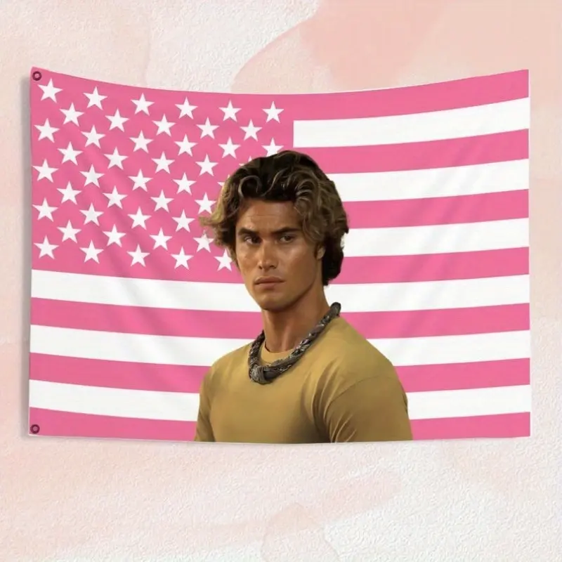 John B |   Pink Flag |   Chase Stokes Photo |   Pink USA America Flag |   Outer Banks Fan Art Home Decor |   OBX Merch(3X5)