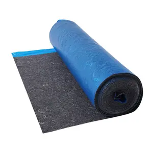 Floor Underlayment for Laminate, Hardwood, and Vinyl - 100 Sq Ft, 3mm, Recycled Fiber Acoustic Sound and Moisture Barrier, Blue Roll, Easy Install, Noise Reduction, Subfloor Cushion, Environmentally Friendly Construction Material