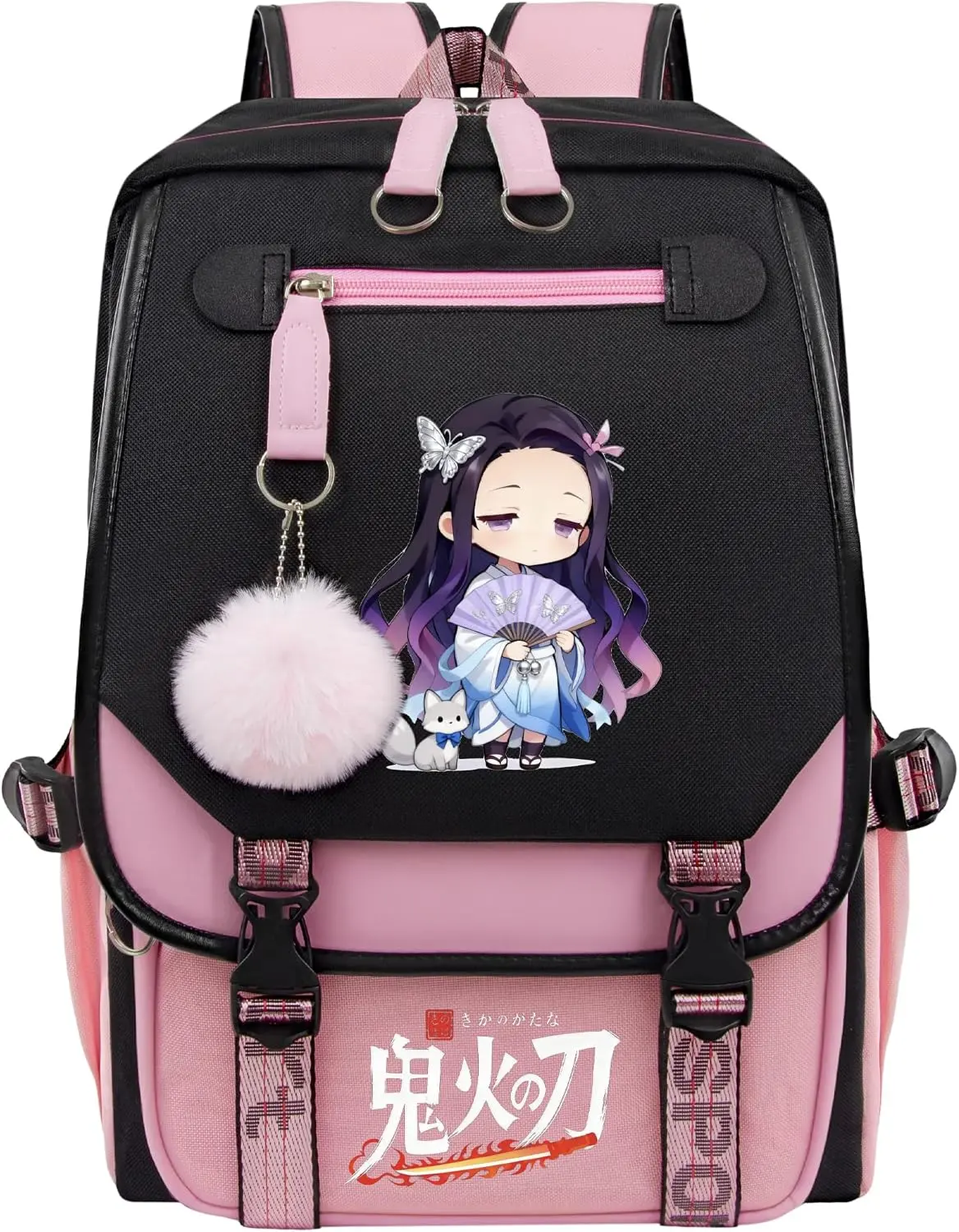 Kawaii Anime Backpack for Girls 20L - Waterproof Nylon School Bookbag with USB Charging Port, Cute Travel Laptop Daypack for Teens, Large Capacity