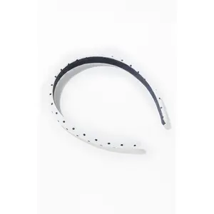 John Galt Women's White and Black Polka Dot Headband
