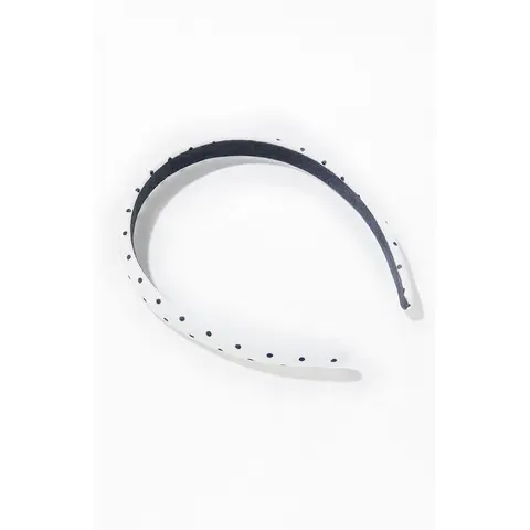 John Galt Women's White and Black Polka Dot Headband