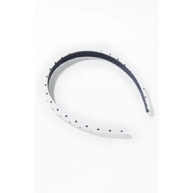 John Galt Women's White and Black Polka Dot Headband