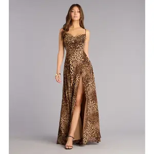 Massie Leopard Chiffon A-Line Formal Dress
