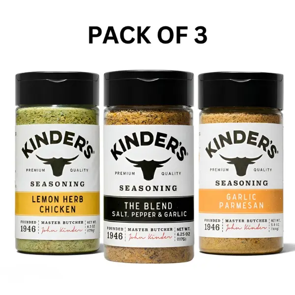 PACK OF 3 Kinder’s Savory Seasoning Trio – Lemon & Herb Chicken, Garlic Parmesan & The Blend Salt Pepper Garlic Spice Set